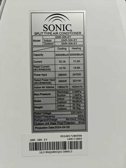 30000Btu Air Conditioning Class A Split A/C ON OFF Type Air Conditioners 220V 50Hz Fast Cooling and Heating Aircons